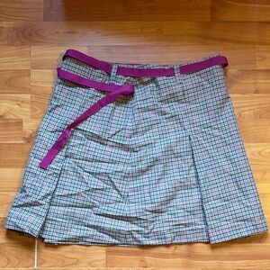 Old Navy Checkered A-Line Skirt with Pink Belt